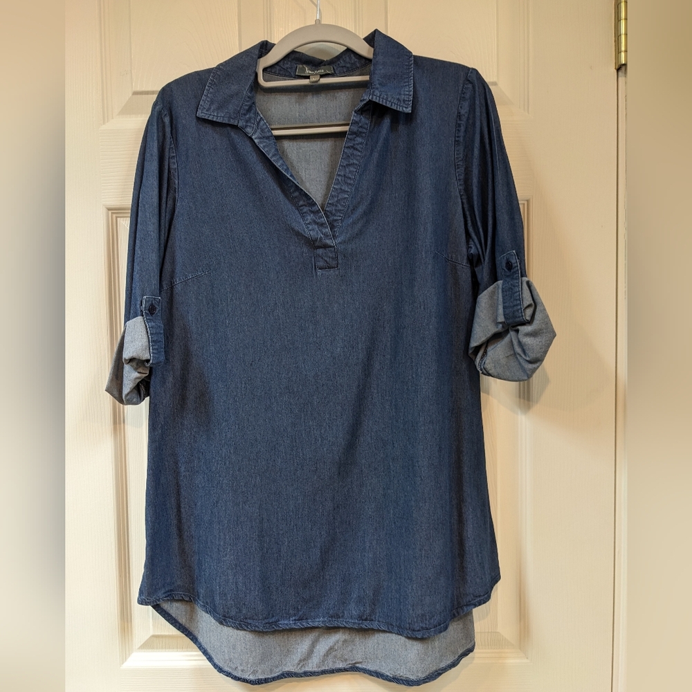 Neiman Marcus Denim Blue Button Down Shirt
